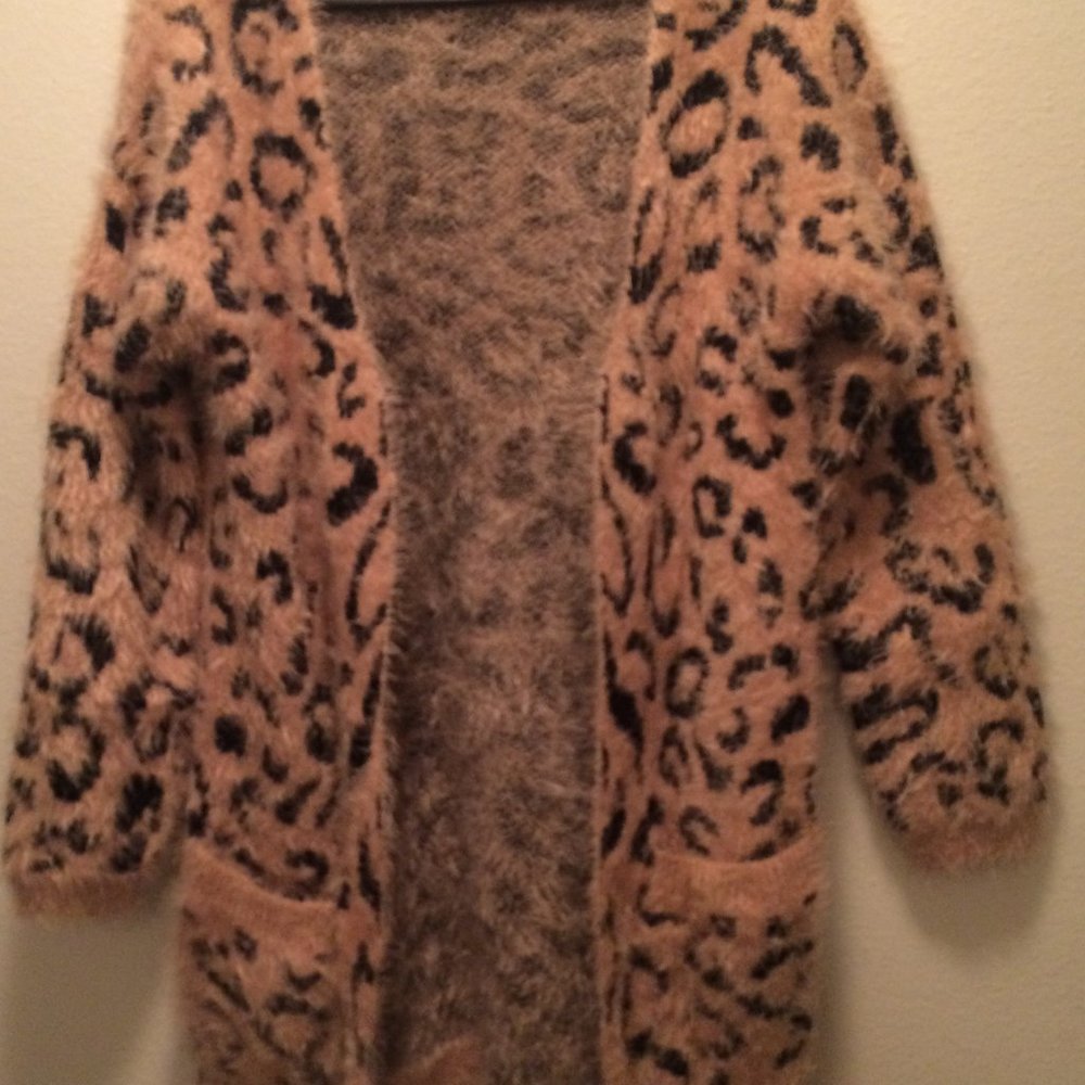 Euramerican long sleeves leopard cotton cardigan